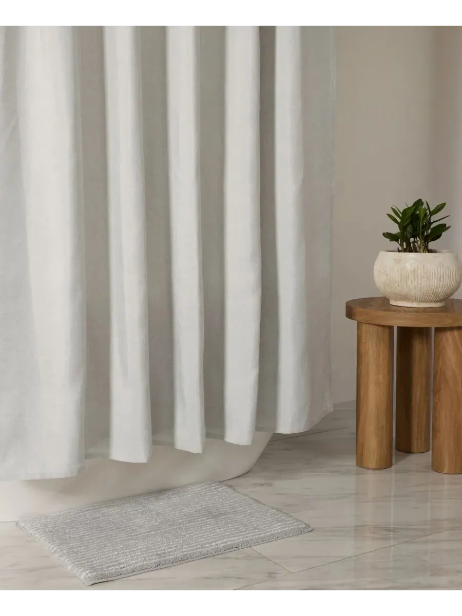 Шторка для ванной с эффектом льна, 183 x 183 см ienjoy Home — изображение 6 из 9, светлый серый