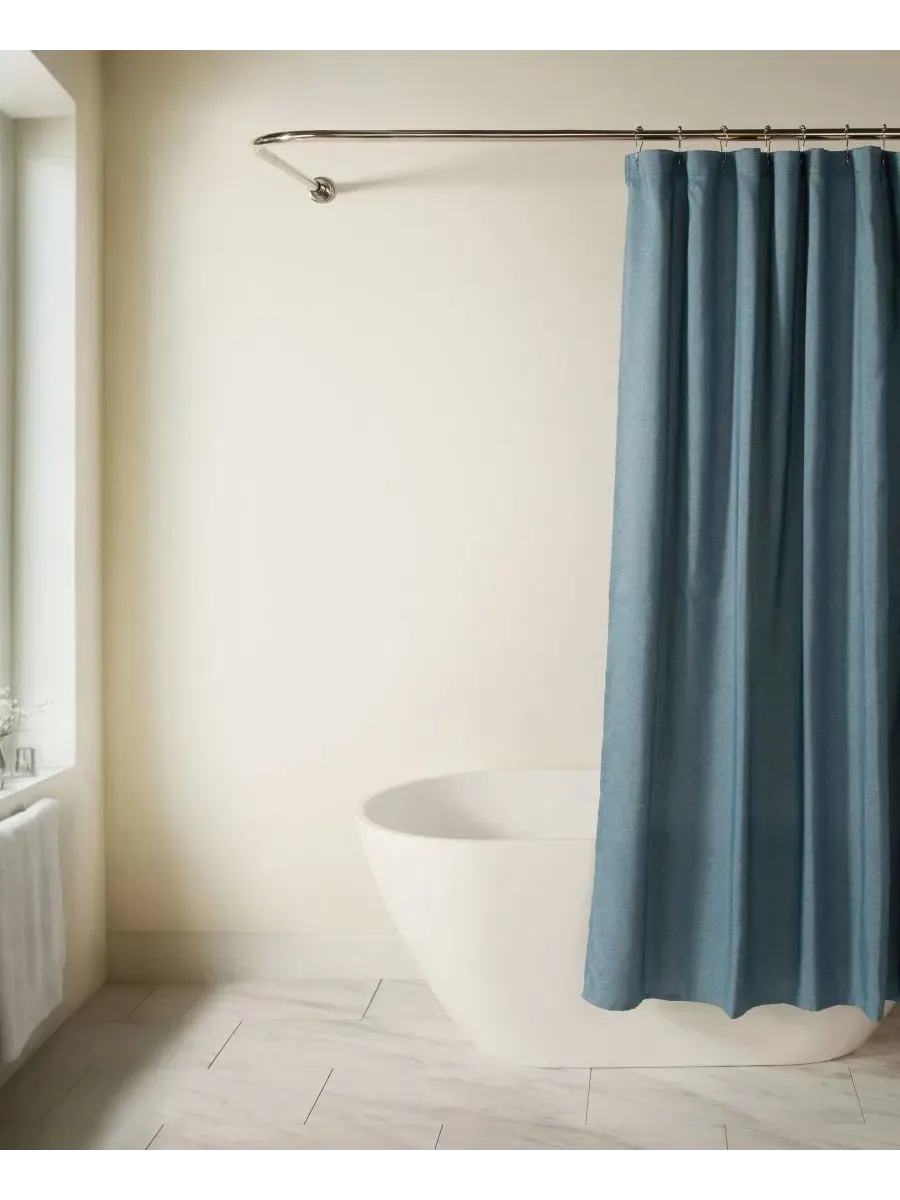 Шторка для ванной из полиэстера с эффектом льна, 183 x 183 см ienjoy Home — изображение 1 из 9, темно-синий