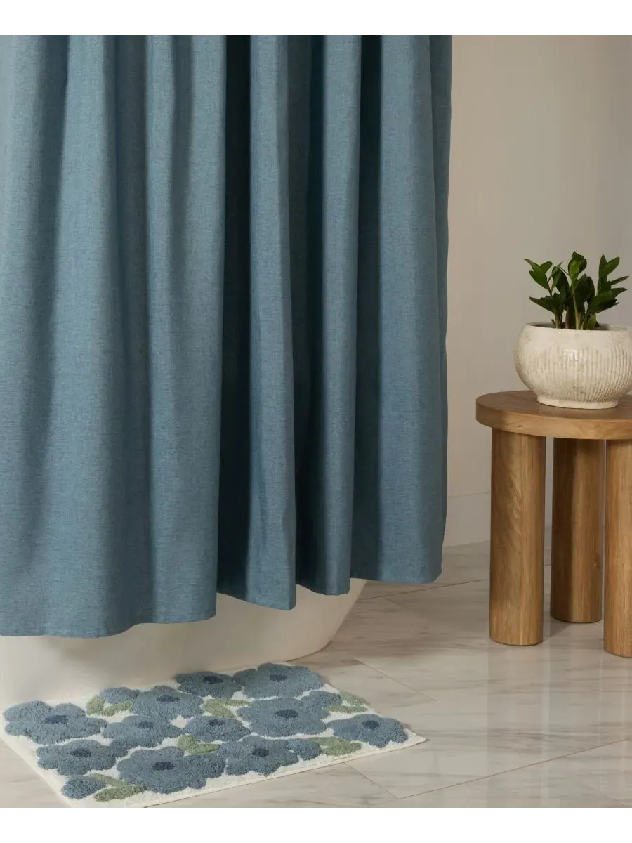 Шторка для ванной из полиэстера с эффектом льна, 183 x 183 см ienjoy Home — изображение 6 из 9, темно-синий