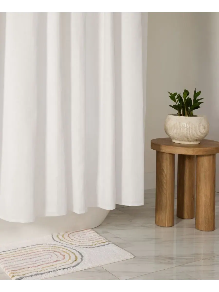 Шторка для ванной с эффектом льна, 183 x 183 см, полиэстер ienjoy Home — изображение 5 из 9, белый