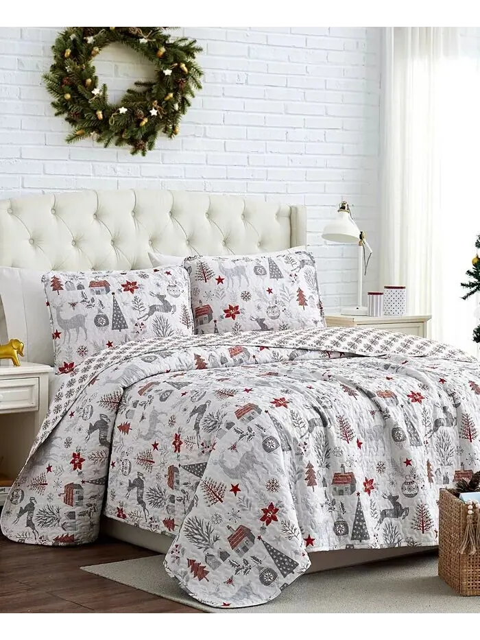 Коллекция оверсайзных двусторонних одеял из трех предметов Holly Jolly Lane Southshore Fine Linens — изображение 1 из 1