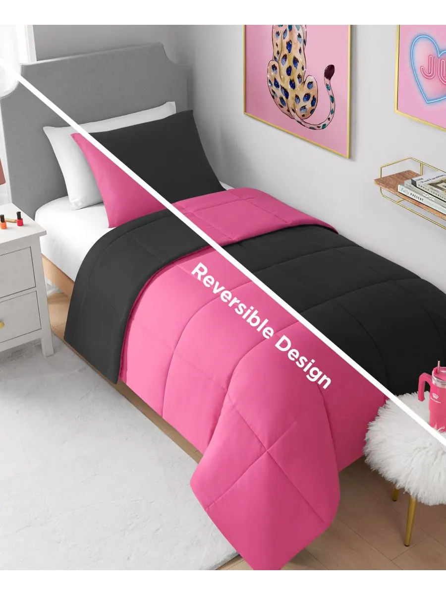 Двустороннее одеяло с квадратной строчкой, 3 предмета, размер Full/Queen Juicy Couture — изображение 4 из 10, черный