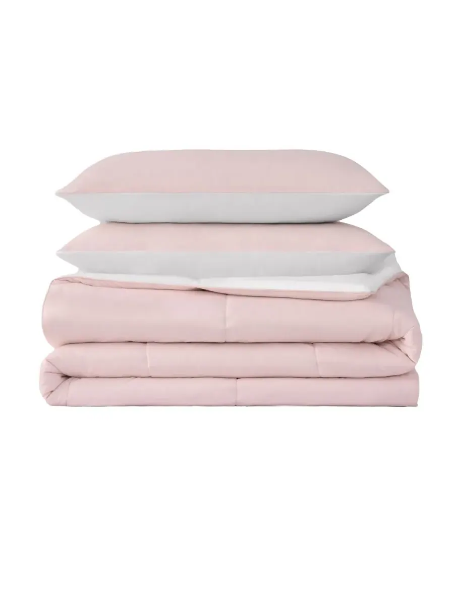 Двустороннее одеяло с квадратной строчкой, 3 предмета, размер Full/Queen Juicy Couture — изображение 7 из 10, белый/розовый