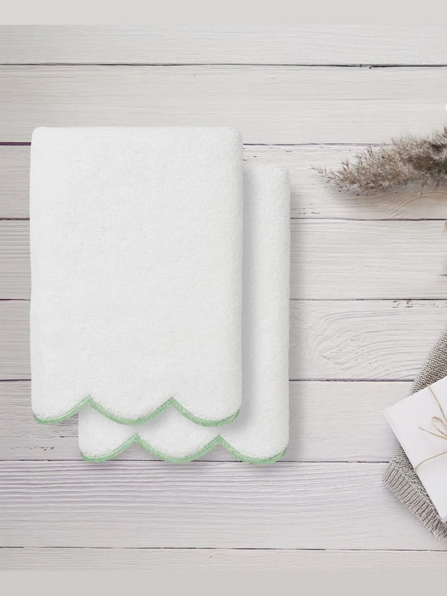 Набор из двух хлопковых полотенец для рук Adornia Scallop, 40 см x 76 см Linum Home — изображение 3 из 3, белый