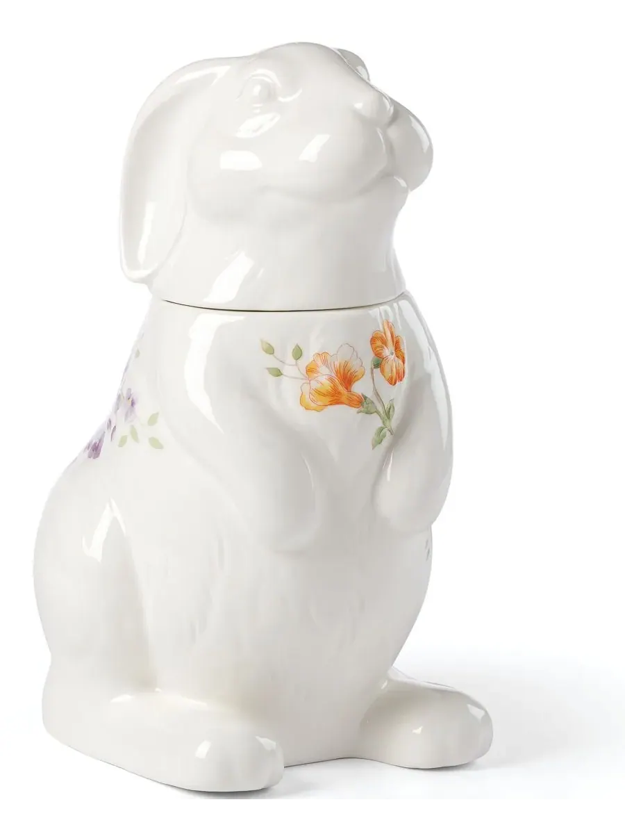 Банка для печенья «Луговой кролик с бабочками» Lenox — изображение 1 из 4, мульти белый