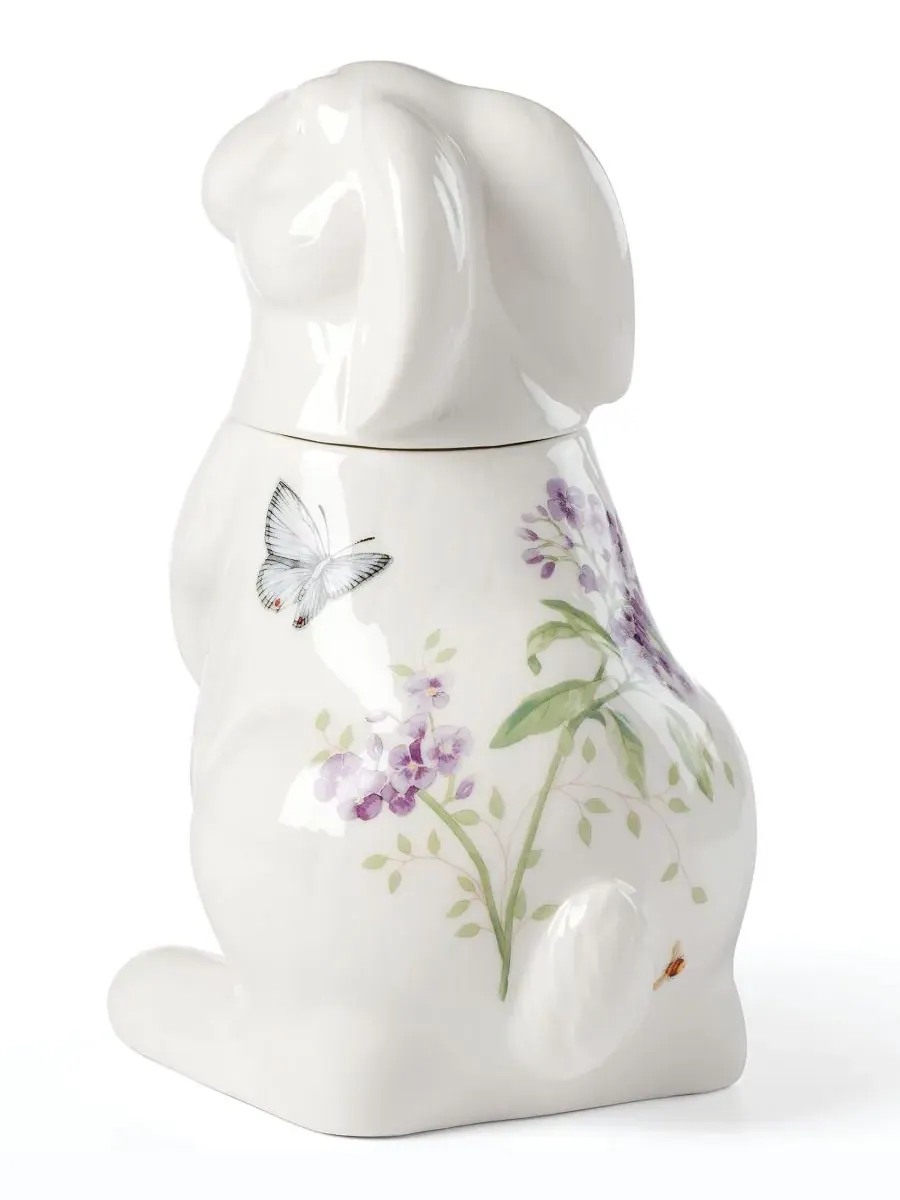 Банка для печенья «Луговой кролик с бабочками» Lenox — изображение 2 из 4, мульти белый
