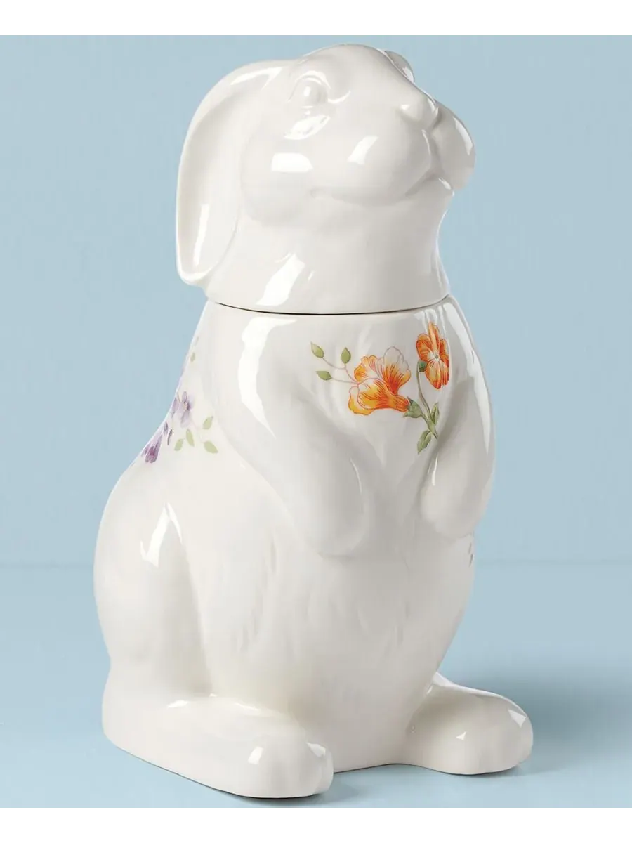 Банка для печенья «Луговой кролик с бабочками» Lenox — изображение 3 из 4, мульти белый