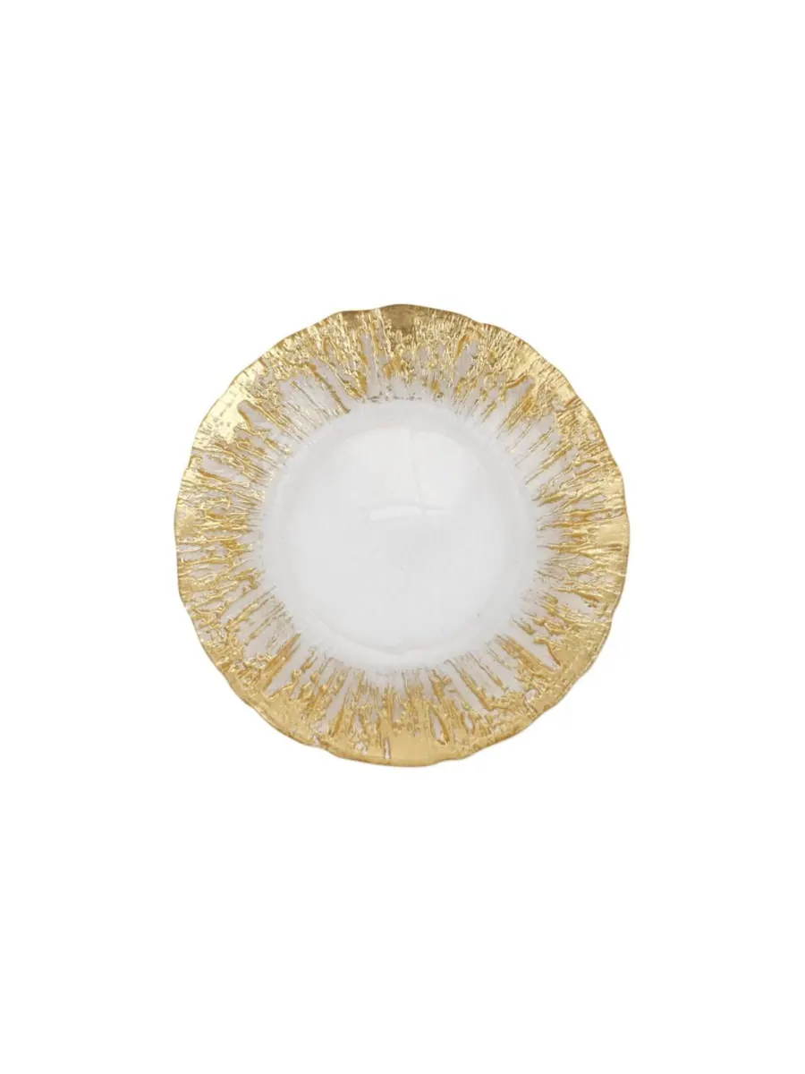 VIETRI Салатная тарелка Rufolo Glass Gold Brushstroke, 8,5 дюймов — изображение 1 из 1, золото