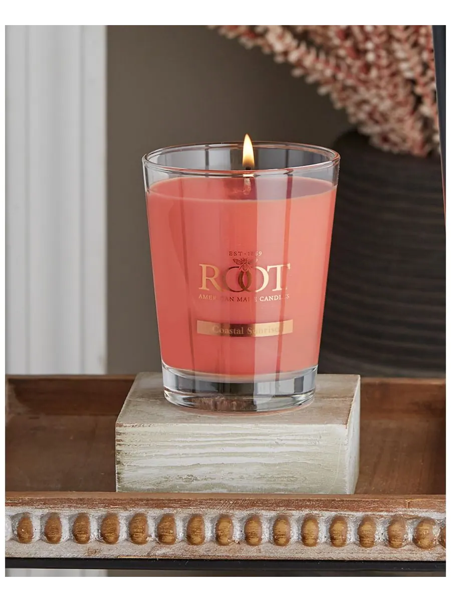 Большая ароматическая свеча в стеклянной банке Veriglass Coastal Sunrise ROOT CANDLES — изображение 2 из 3, персимон