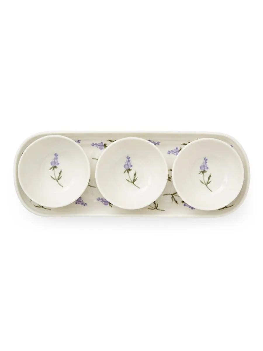 Набор из 4 мисок и подносов Sophie Conran Lavandula Portmeirion — изображение 2 из 6, белый