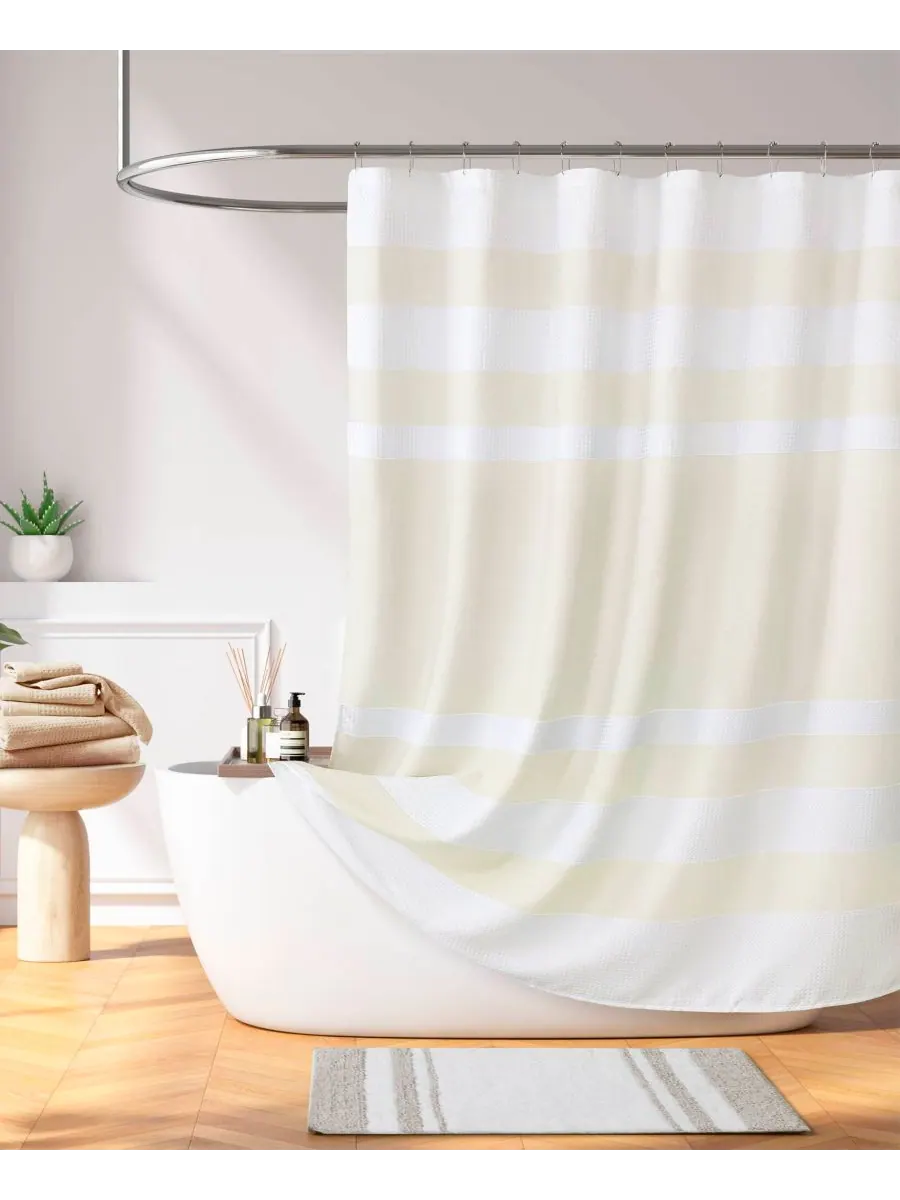 Шторка для душа spa waffle 3m-scotchgard, 108" x 72" Madison Park — изображение 2 из 9, бежевый