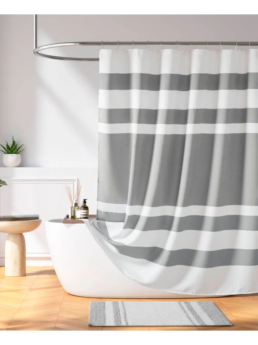 Шторка для душа spa waffle 3m-scotchgard, 108" x 72" Madison Park — изображение 2 из 9, серый