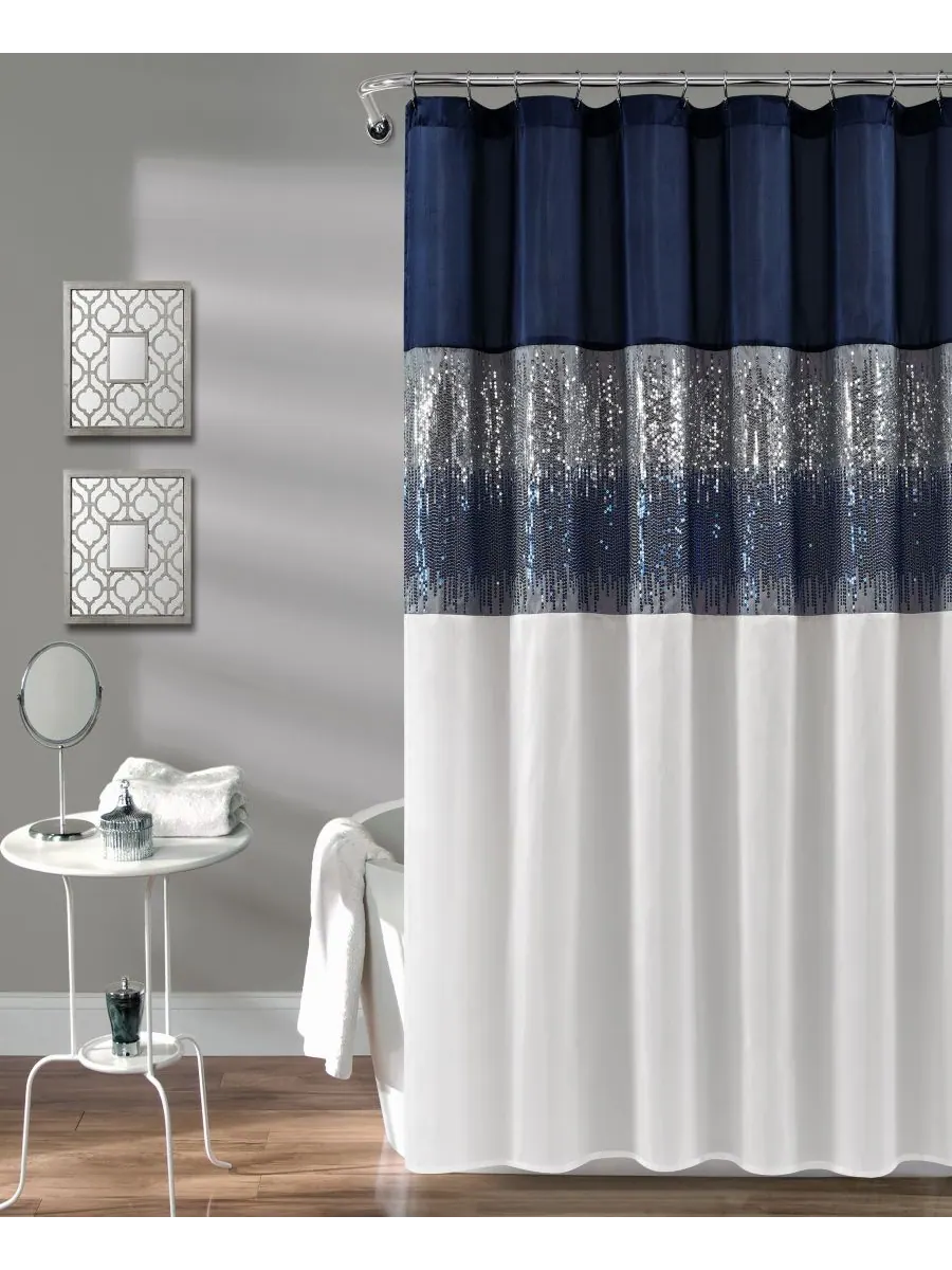 Занавеска для душа «Ночное небо», 72 x 72 дюйма Lush Décor — изображение 1 из 5, темно-синий