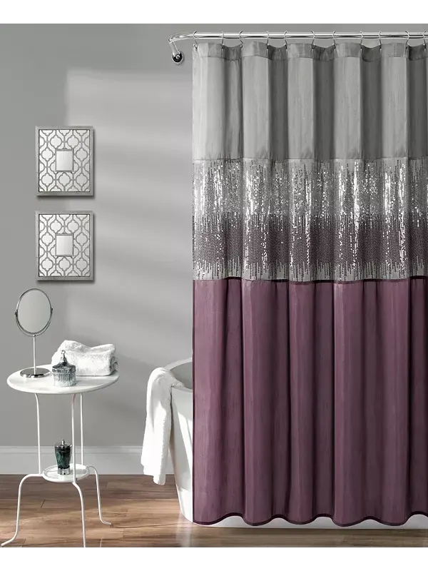Занавеска для душа «Ночное небо», 72 x 72 дюйма Lush Décor — изображение 1 из 4, серый/фиолетовый