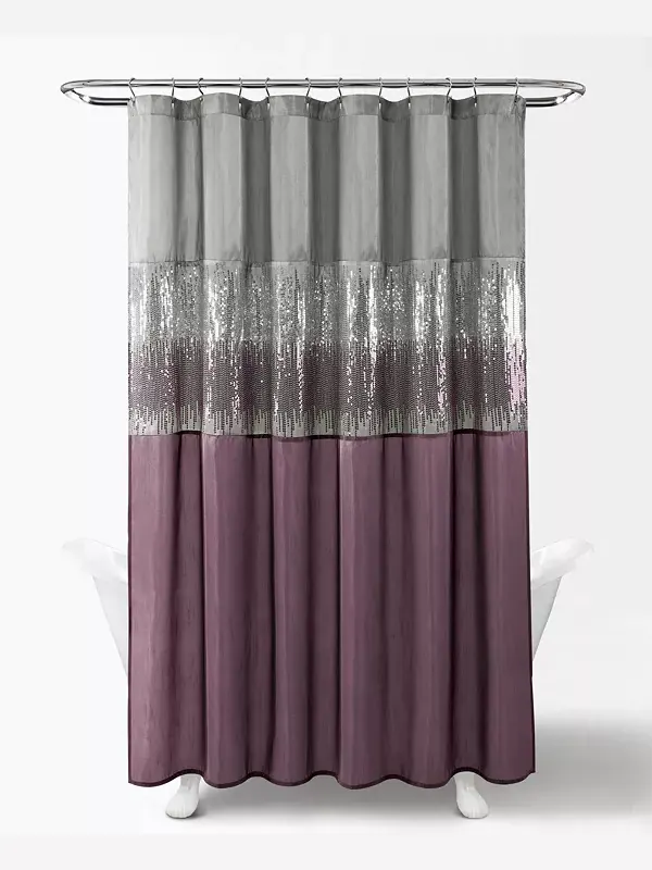 Занавеска для душа «Ночное небо», 72 x 72 дюйма Lush Décor — изображение 2 из 4, серый/фиолетовый
