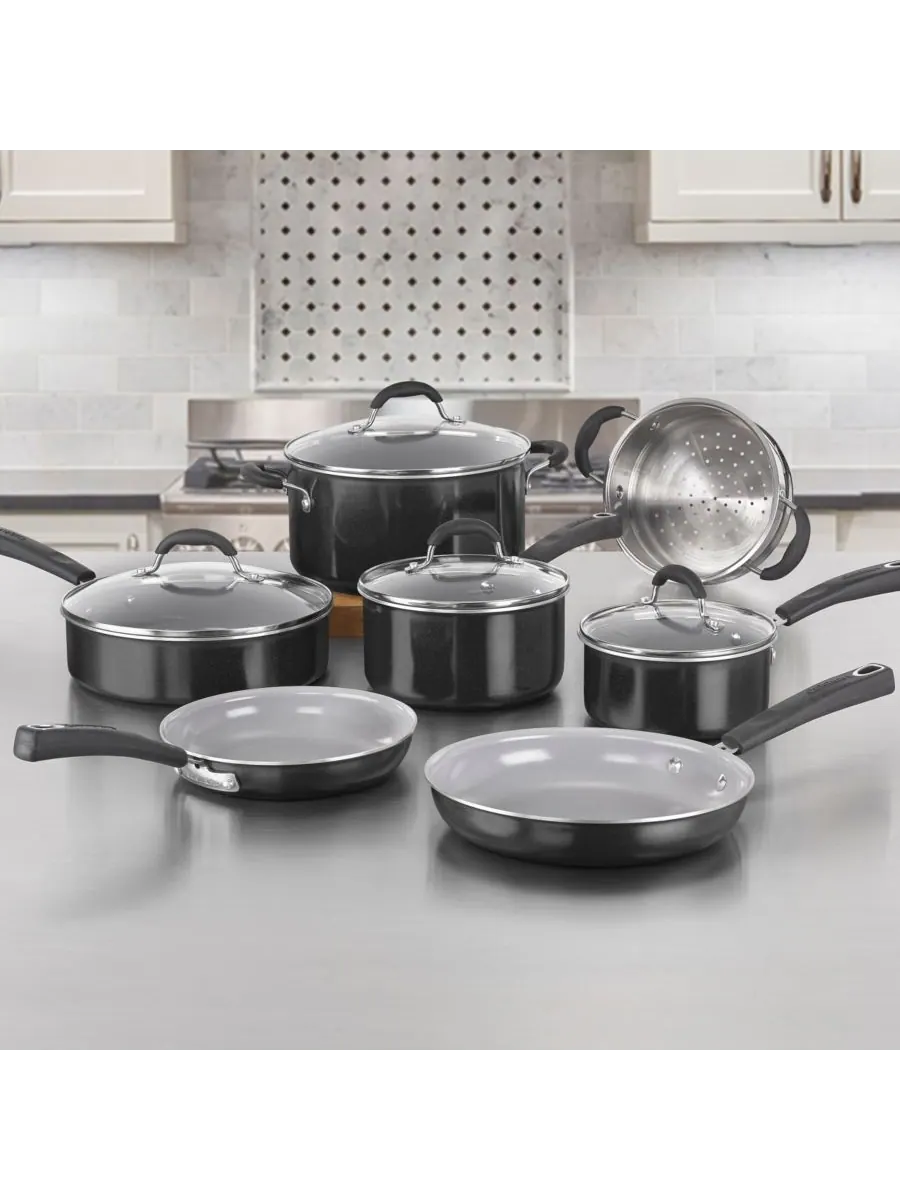 Набор посуды Advantage Ceramica XT с антипригарным покрытием, 11 предметов Cuisinart — изображение 2 из 3, черный