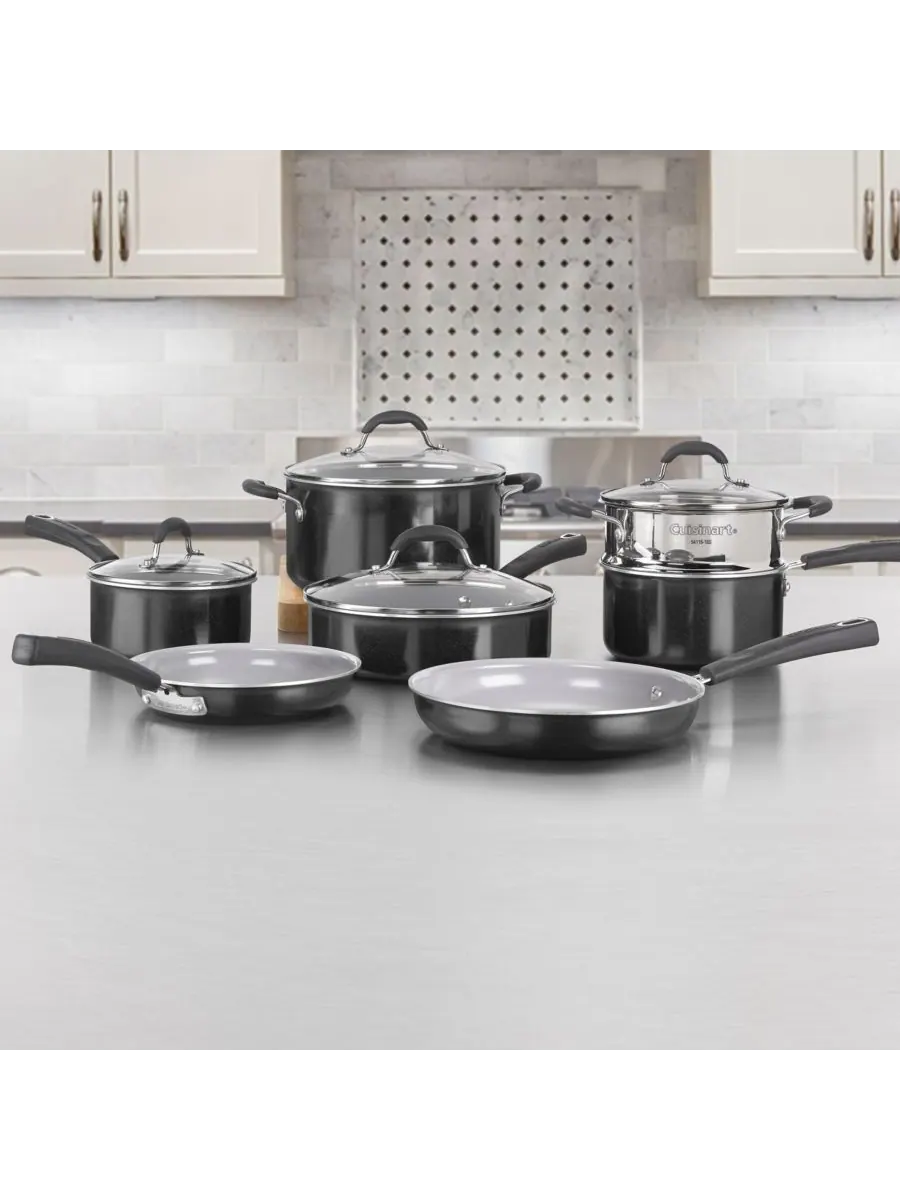 Набор посуды Advantage Ceramica XT с антипригарным покрытием, 11 предметов Cuisinart — изображение 3 из 3, черный