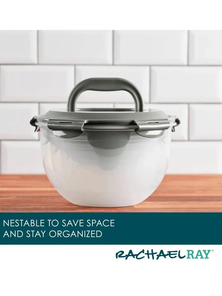 Набор для хранения продуктов Nestable из 10 предметов Rachael Ray — изображение 3 из 7, серый