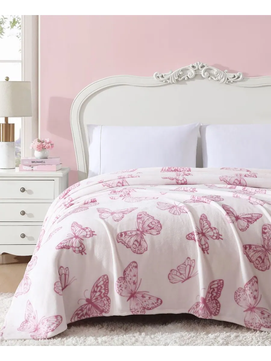 Ультрамягкое плюшевое флисовое одеяло, размер Twin Betsey Johnson, Malachite Butterfly — изображение 2 из 4