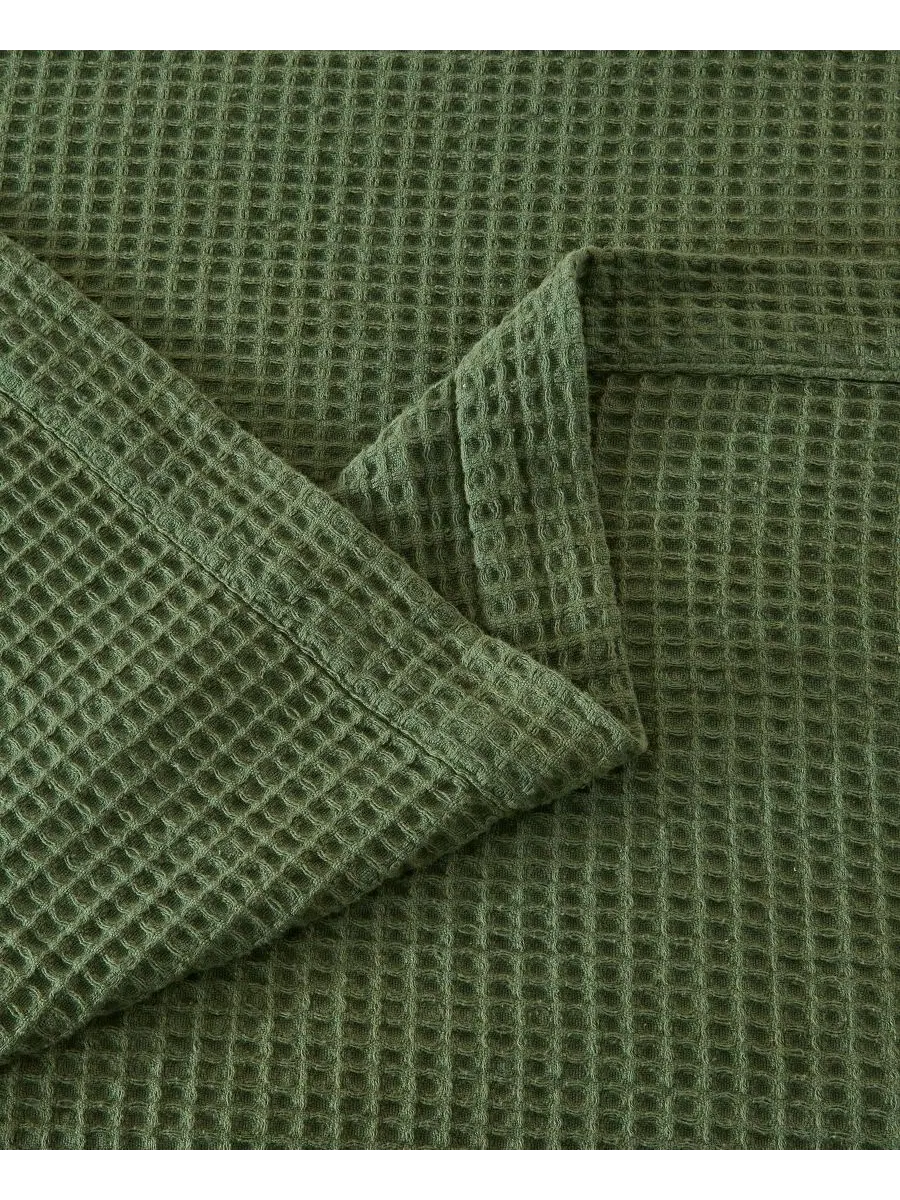 Хлопковое одеяло с вафельным плетением Linery & Co, Forest green, Full/Queen — изображение 4 из 6, зеленый
