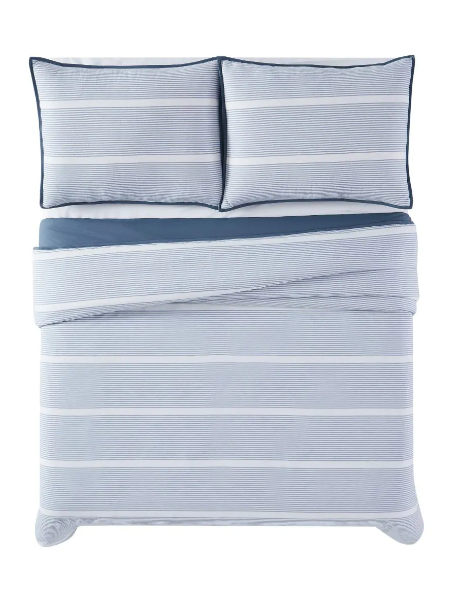 Комплект из 3 пододеяльников niari yarn dye stripe, размер king Brooklyn Loom — изображение 5 из 5, синий