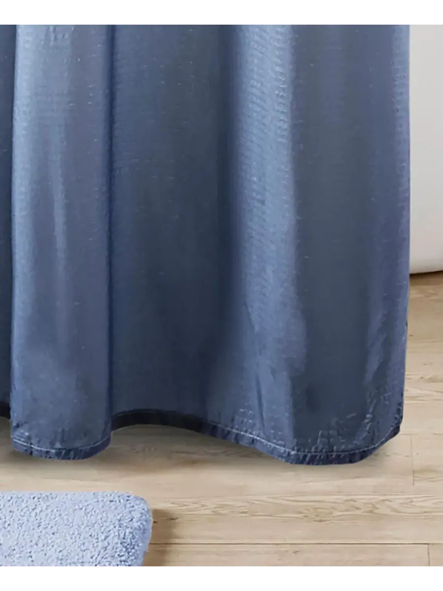 Занавеска для душа Ara Ombre из ткани сирсакер с принтом, 183 см x 183 см Madison Park — изображение 3 из 11, синий