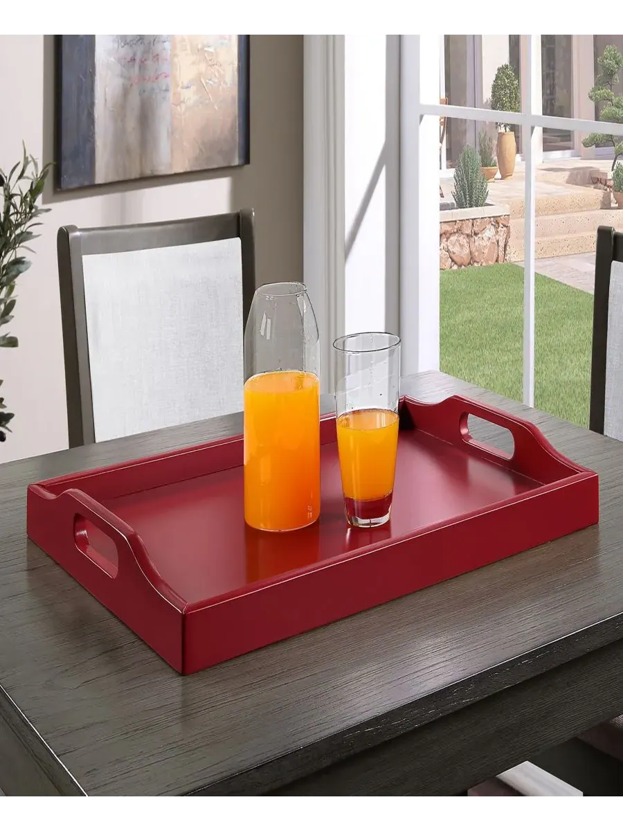 Многофункциональный сервировочный поднос Rubberwood Designs2Go, 56 см Convenience Concepts — изображение 2 из 3, красный