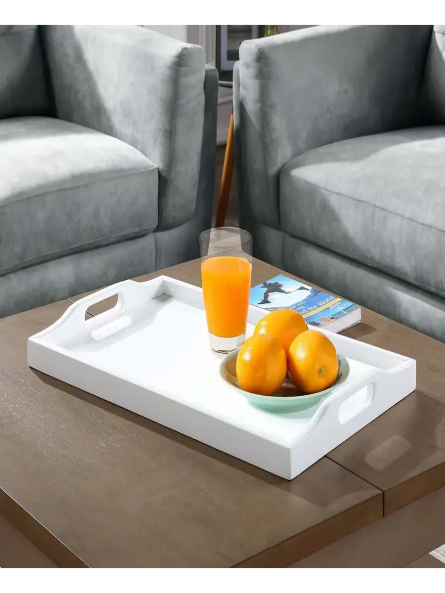 Многофункциональный сервировочный поднос Rubberwood Designs2Go, 56 см Convenience Concepts — изображение 2 из 3, белый