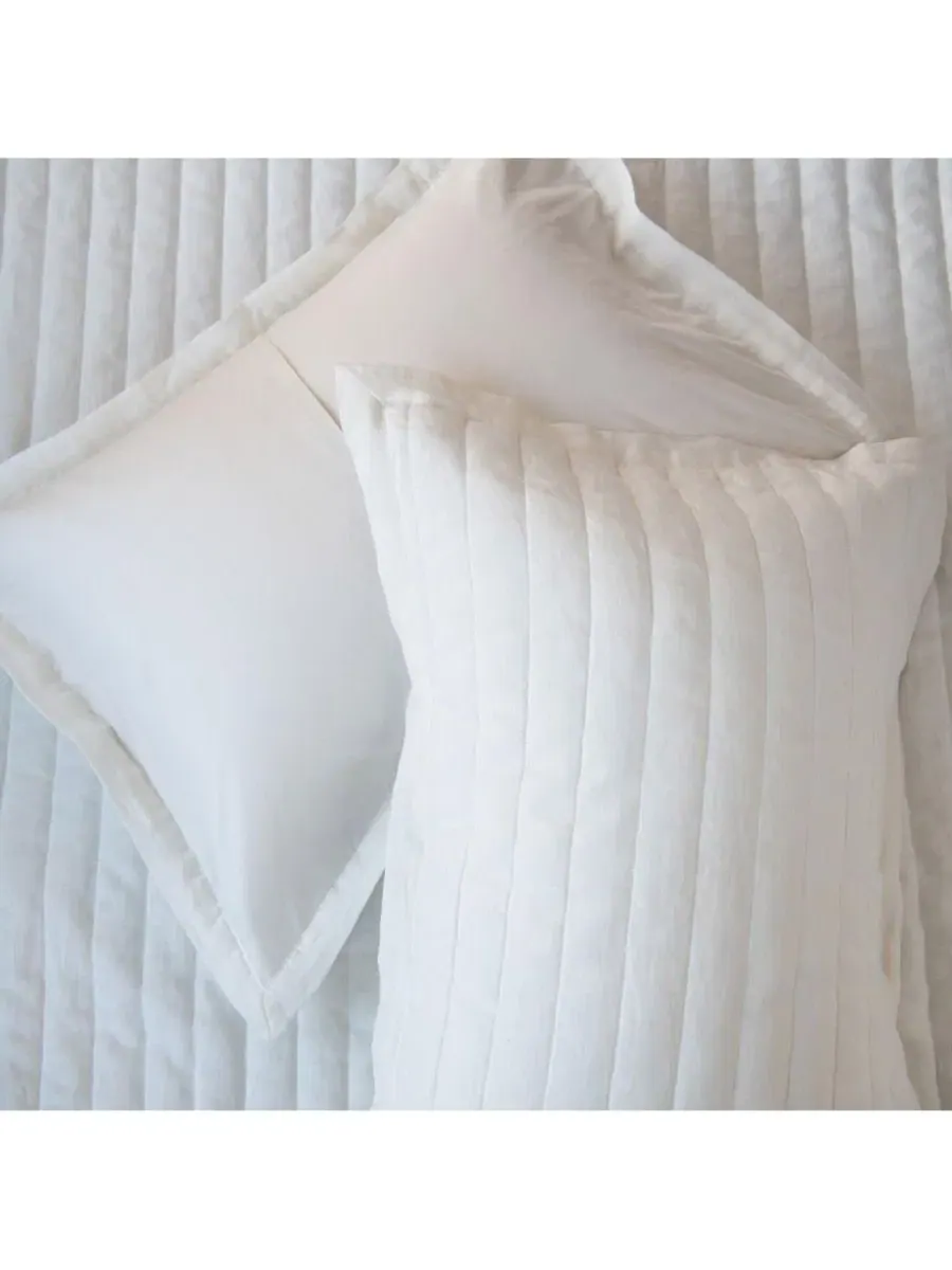 Стеганое одеяло из французского льна с наволочками Twin/Twin XL Bokser Home — изображение 6 из 11, бежевый