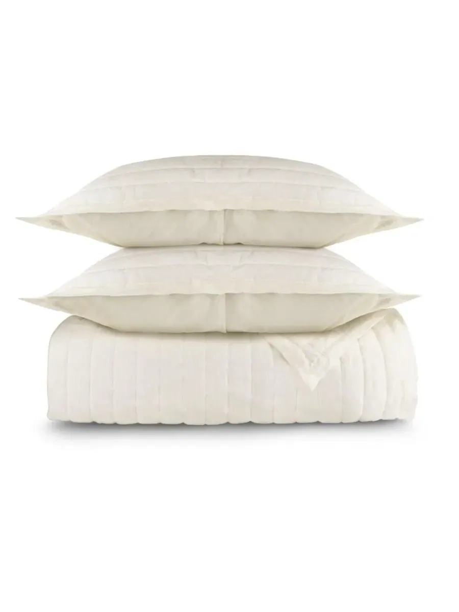 Стеганое одеяло из французского льна с наволочками Twin/Twin XL Bokser Home — изображение 9 из 11, бежевый