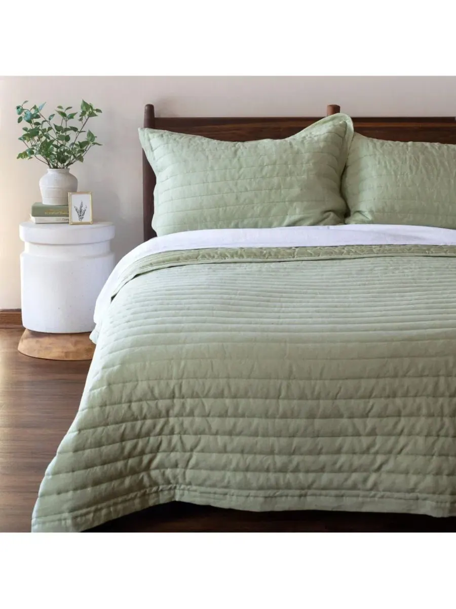 Стеганое одеяло из французского льна с наволочками, Twin/Twin XL Bokser Home