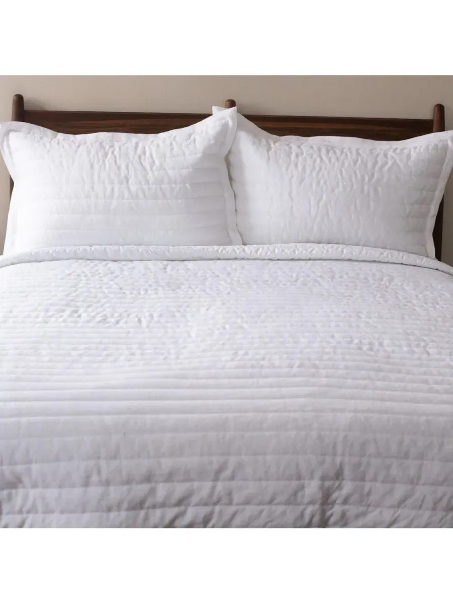 Стеганое одеяло из французского льна с наволочками, Twin/Twin XL Bokser Home — изображение 2 из 11, белый
