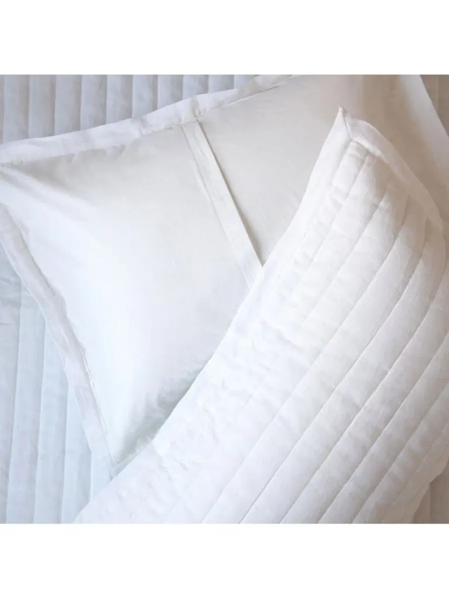 Стеганое одеяло из французского льна с наволочками, Twin/Twin XL Bokser Home — изображение 6 из 11, белый