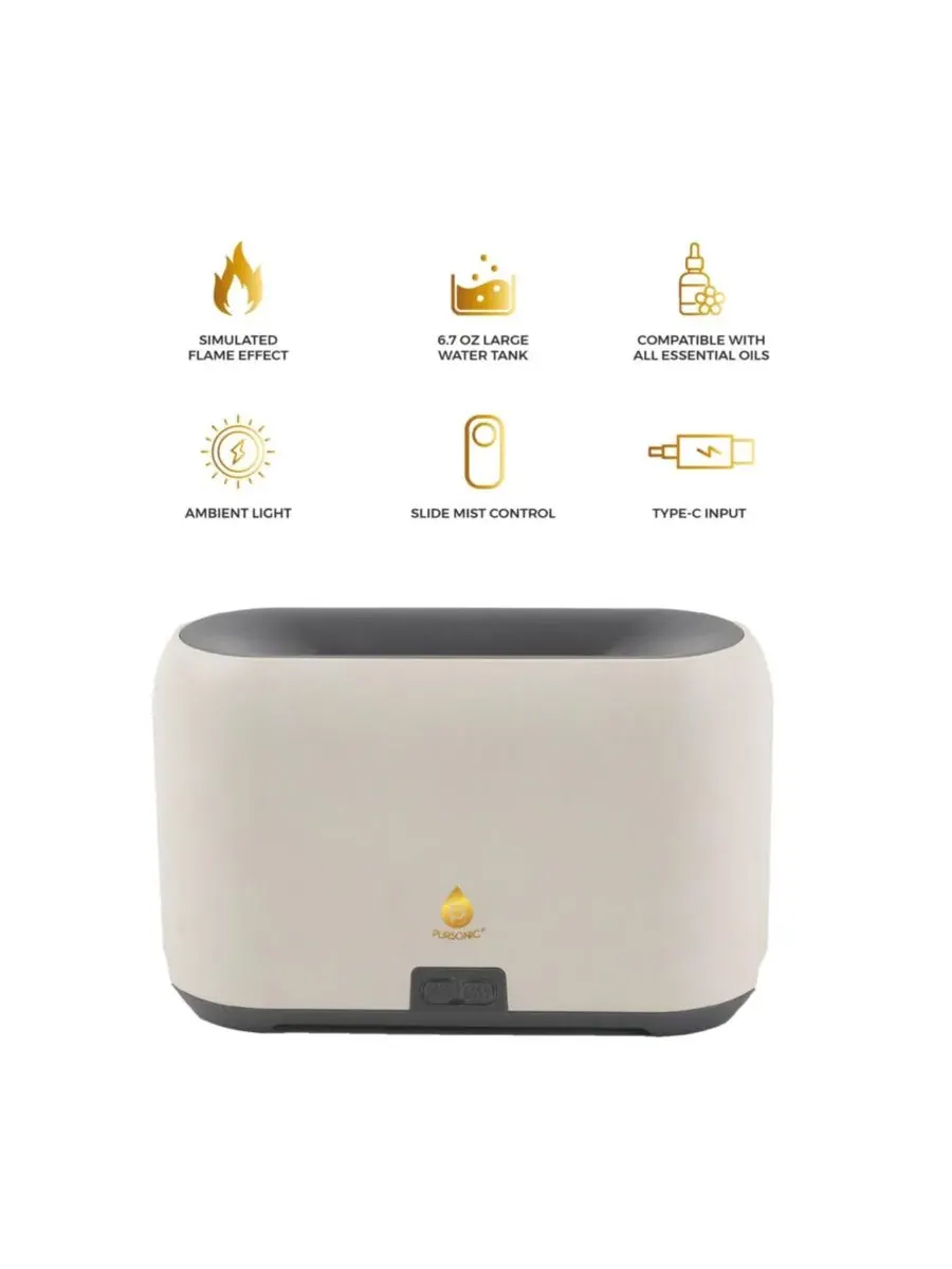 Аромадиффузор с эффектом пламени Essential Oil FlameGlow PURSONIC — изображение 2 из 3, нет цвета