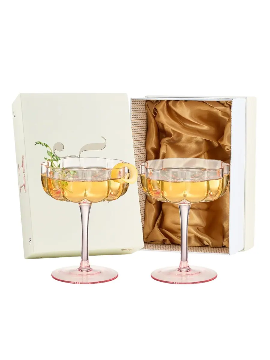 Набор из 2 коктейльных бокалов Flower Coupe The Wine Savant — изображение 1 из 6, розовый