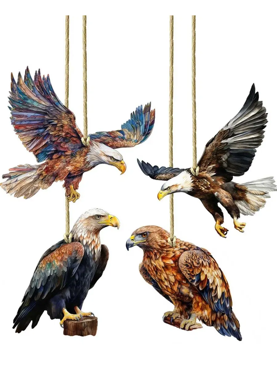 Набор елочных украшений Alaskan Eagles Wooden Ornaments Designocracy — мульти