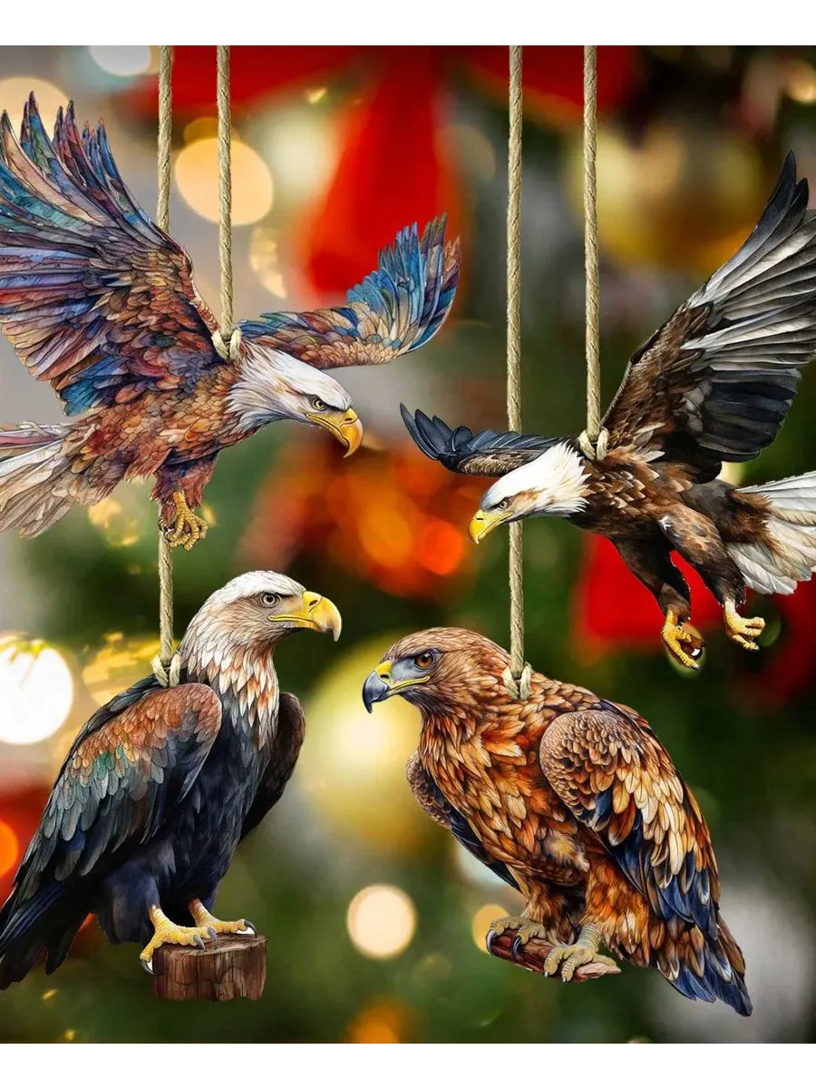 Набор елочных украшений Alaskan Eagles Wooden Ornaments Designocracy — изображение 2 из 7, мульти