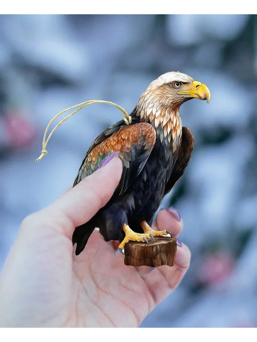 Набор елочных украшений Alaskan Eagles Wooden Ornaments Designocracy — изображение 3 из 7, мульти