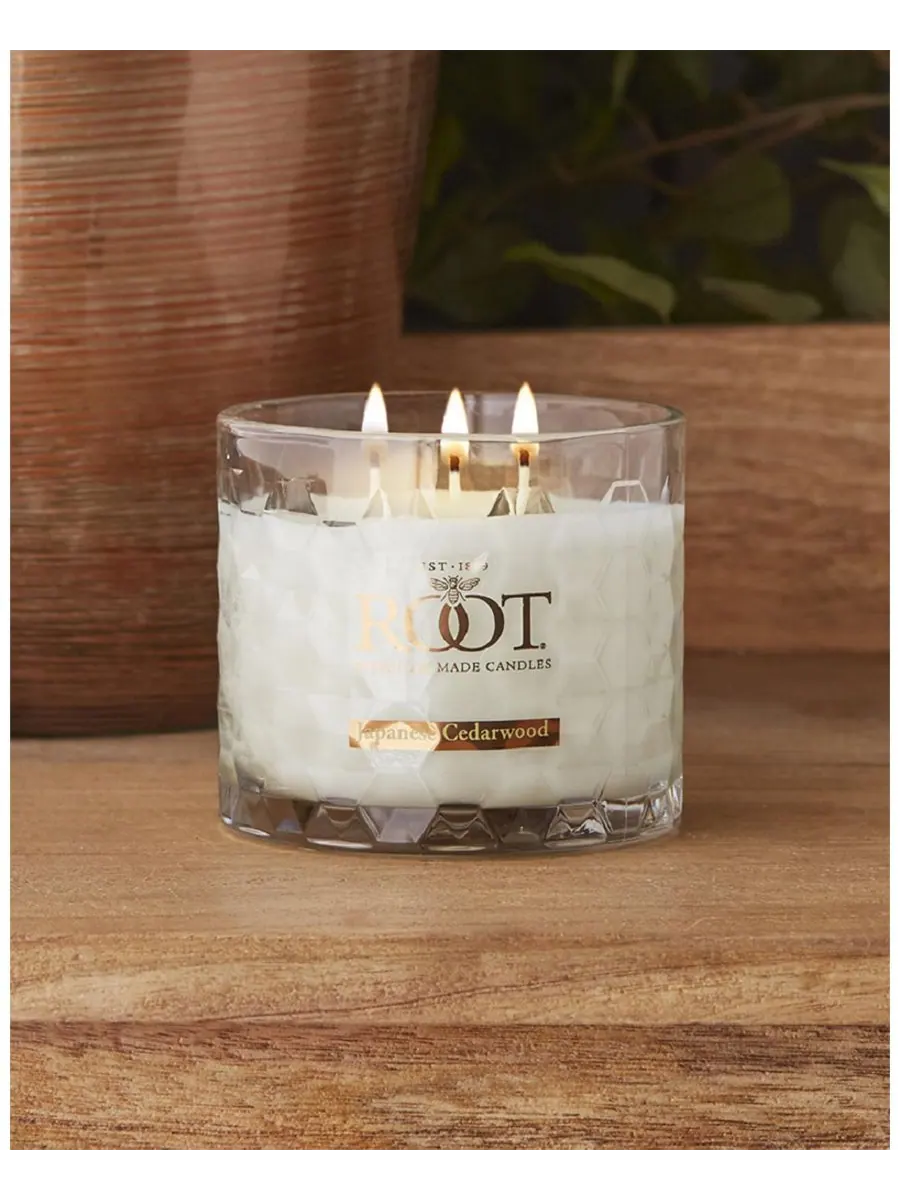 Свеча в стеклянной банке с ароматом японского кедра и сотовым рисунком ROOT CANDLES — изображение 5 из 5, прозрачный