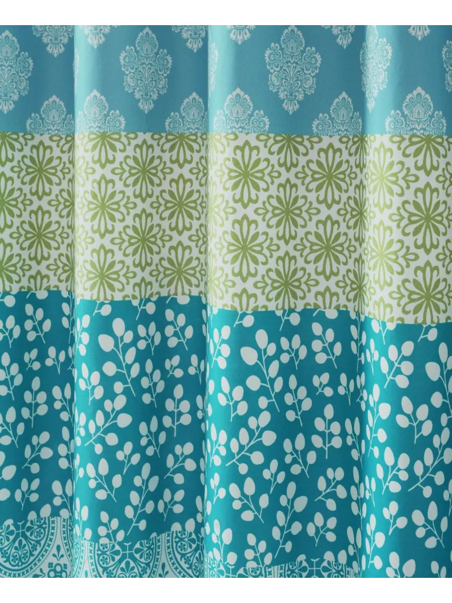 Занавеска для душа в богемную полоску, 72 x 72 дюйма Lush Décor — изображение 4 из 8, синий