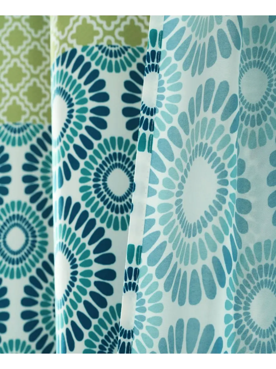 Занавеска для душа в богемную полоску, 72 x 72 дюйма Lush Décor — изображение 6 из 8, синий