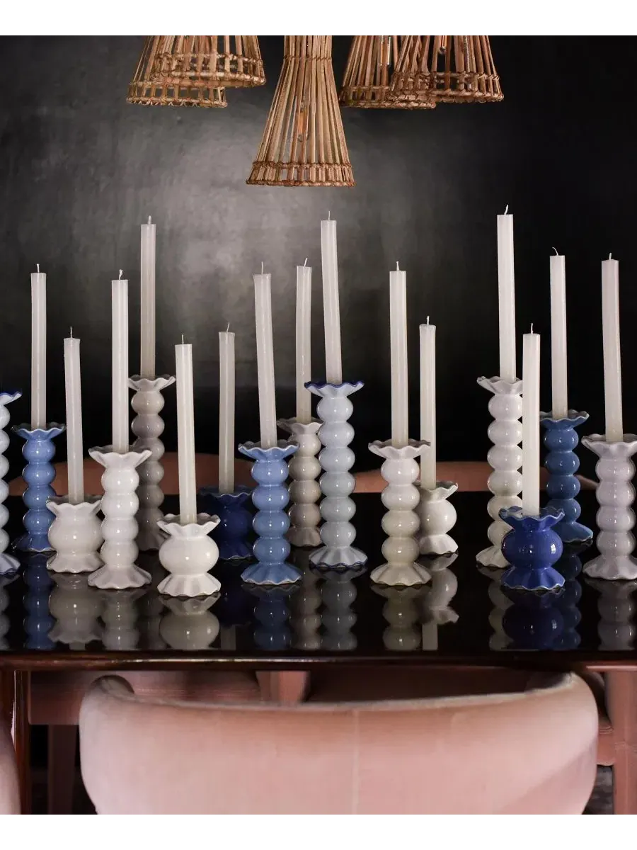 Подсвечник Signature Small Knob Candle Holder with Ruffle, набор из 2 штук Coton Colors — изображение 2 из 3, белый