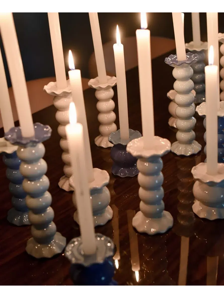 Подсвечник Signature Small Knob Candle Holder with Ruffle, набор из 2 штук Coton Colors — изображение 3 из 3, белый