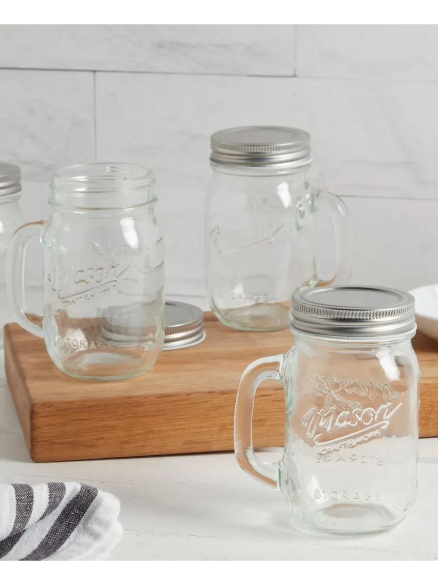 Набор из 4 стеклянных банок с ручками и крышками MASON CRAFT & MORE — изображение 6 из 7, прозрачный