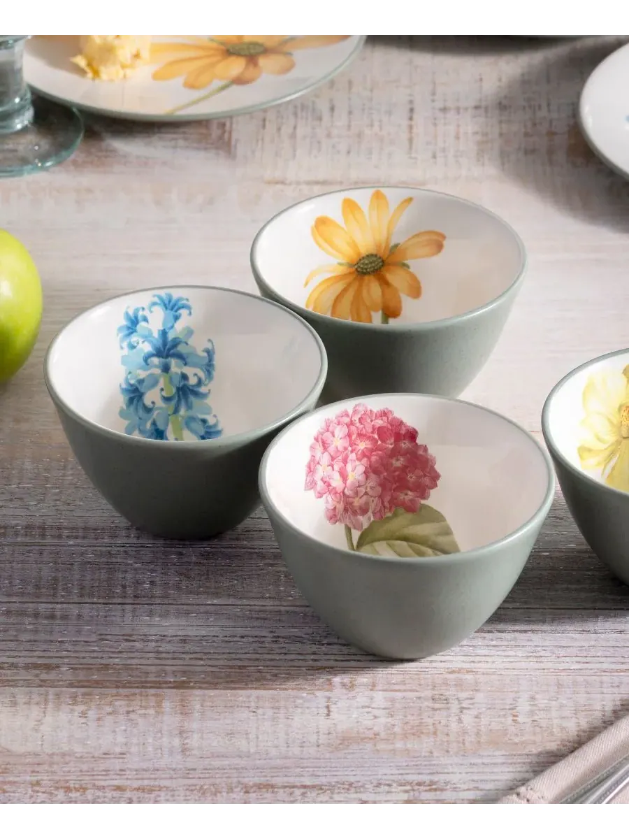 Набор из 4 мисок Noritake Colorwave с цветочными мотивами — изображение 3 из 5, зеленый