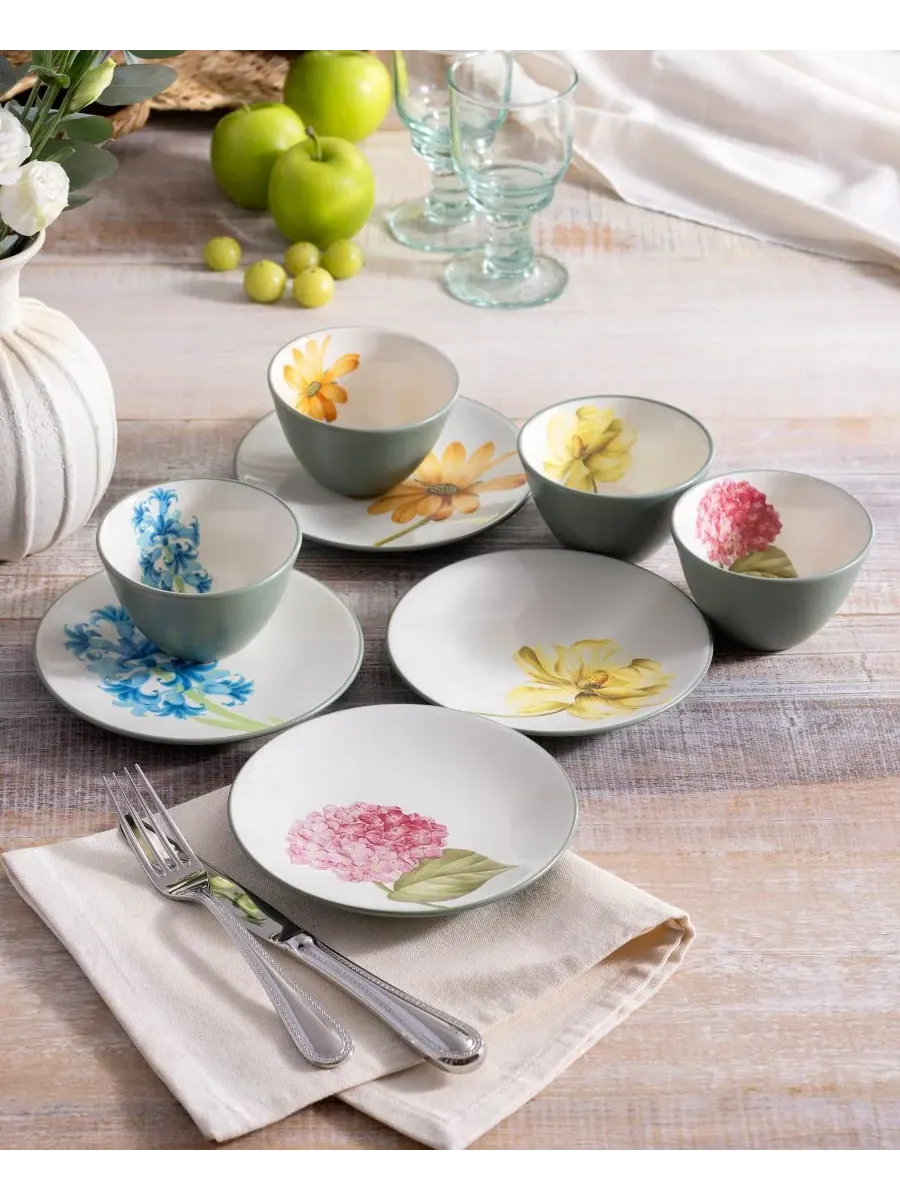 Набор из 4 мисок Noritake Colorwave с цветочными мотивами — изображение 5 из 5, зеленый