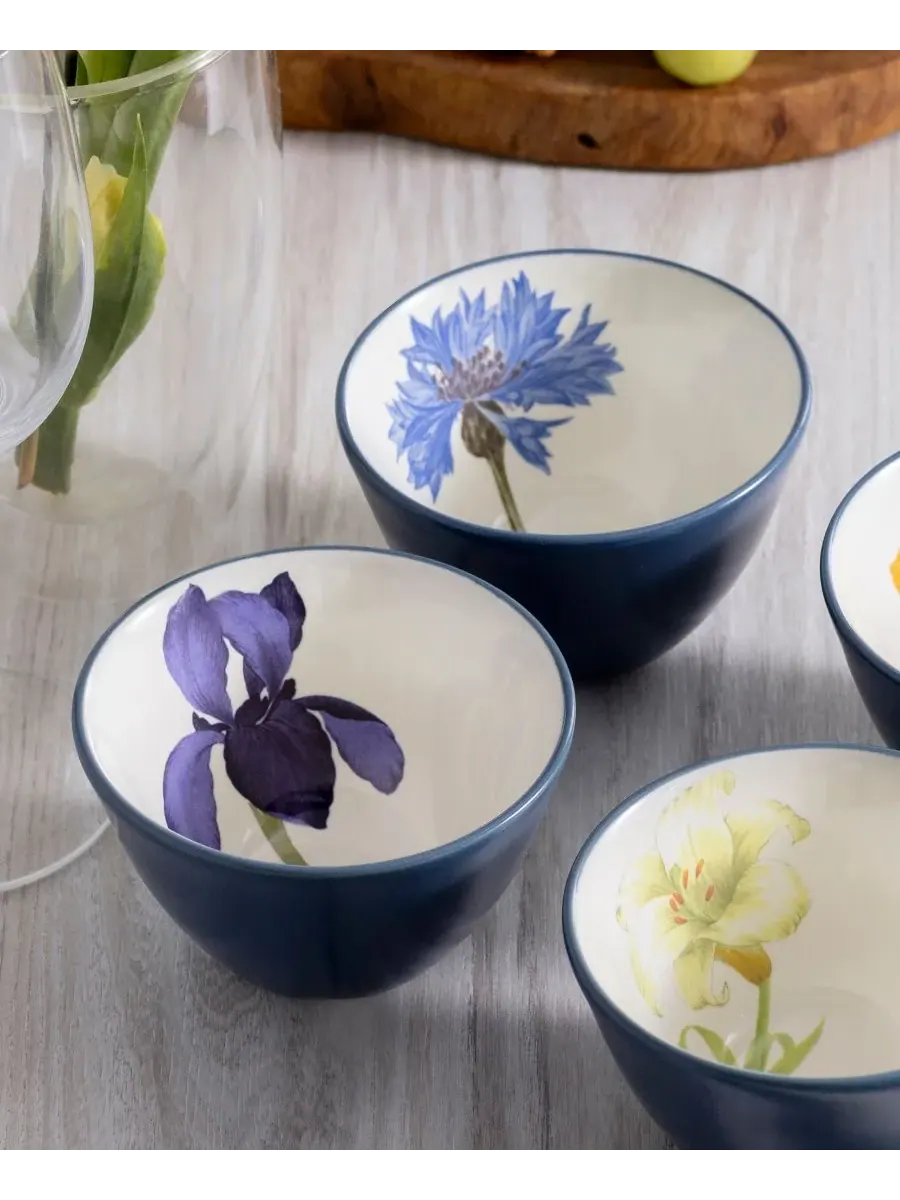 Набор из 4 мисок Noritake Colorwave с цветочными мотивами — изображение 4 из 5, синий