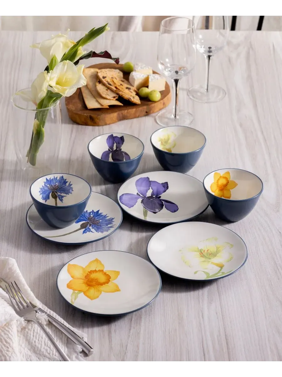 Набор из 4 мисок Noritake Colorwave с цветочными мотивами — изображение 5 из 5, синий