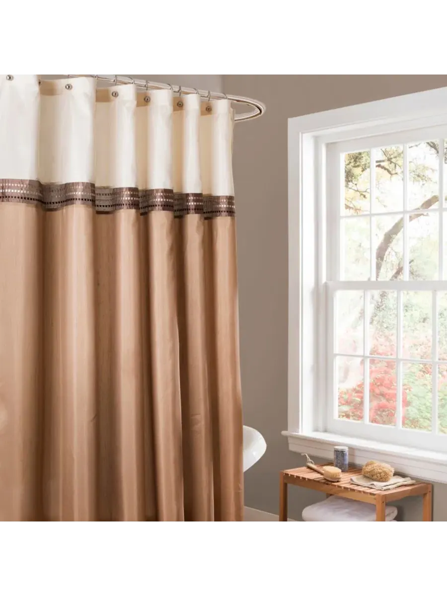 Шторка для душа Terra, 183 см x 183 см Lush Decor — изображение 2 из 2, шоколад