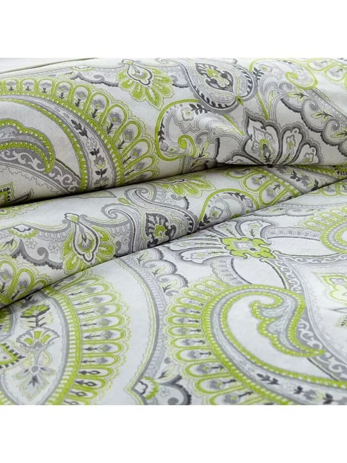 Классический пододеяльник и накидка из трех предметов с рисунком пейсли Southshore Fine Linens — изображение 2 из 3, зеленый